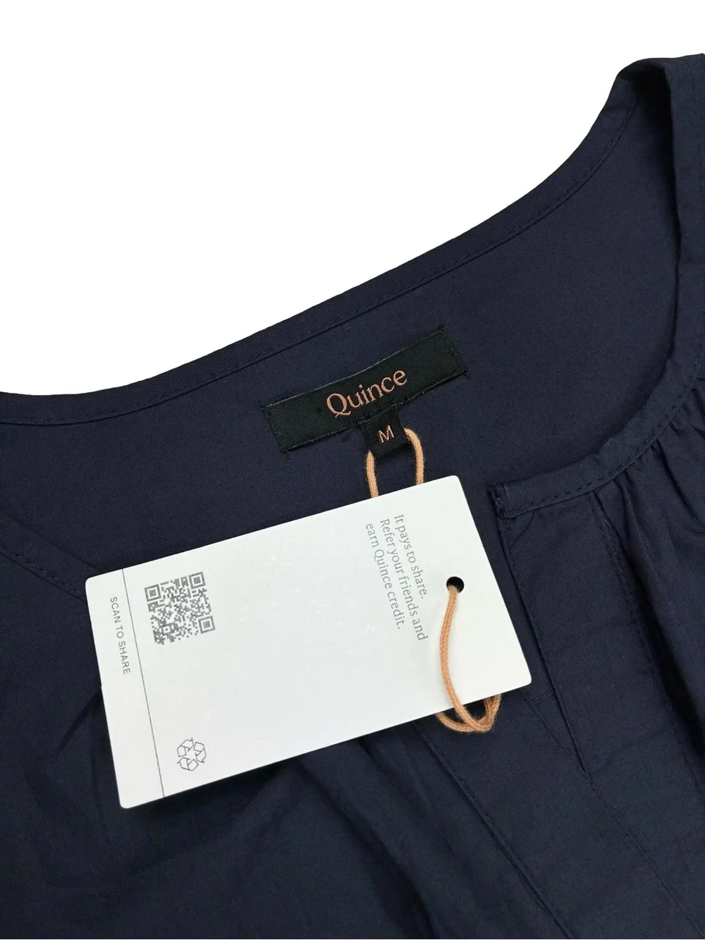 Quince Navy Blue Organic Cotton Tiered Mini Dress